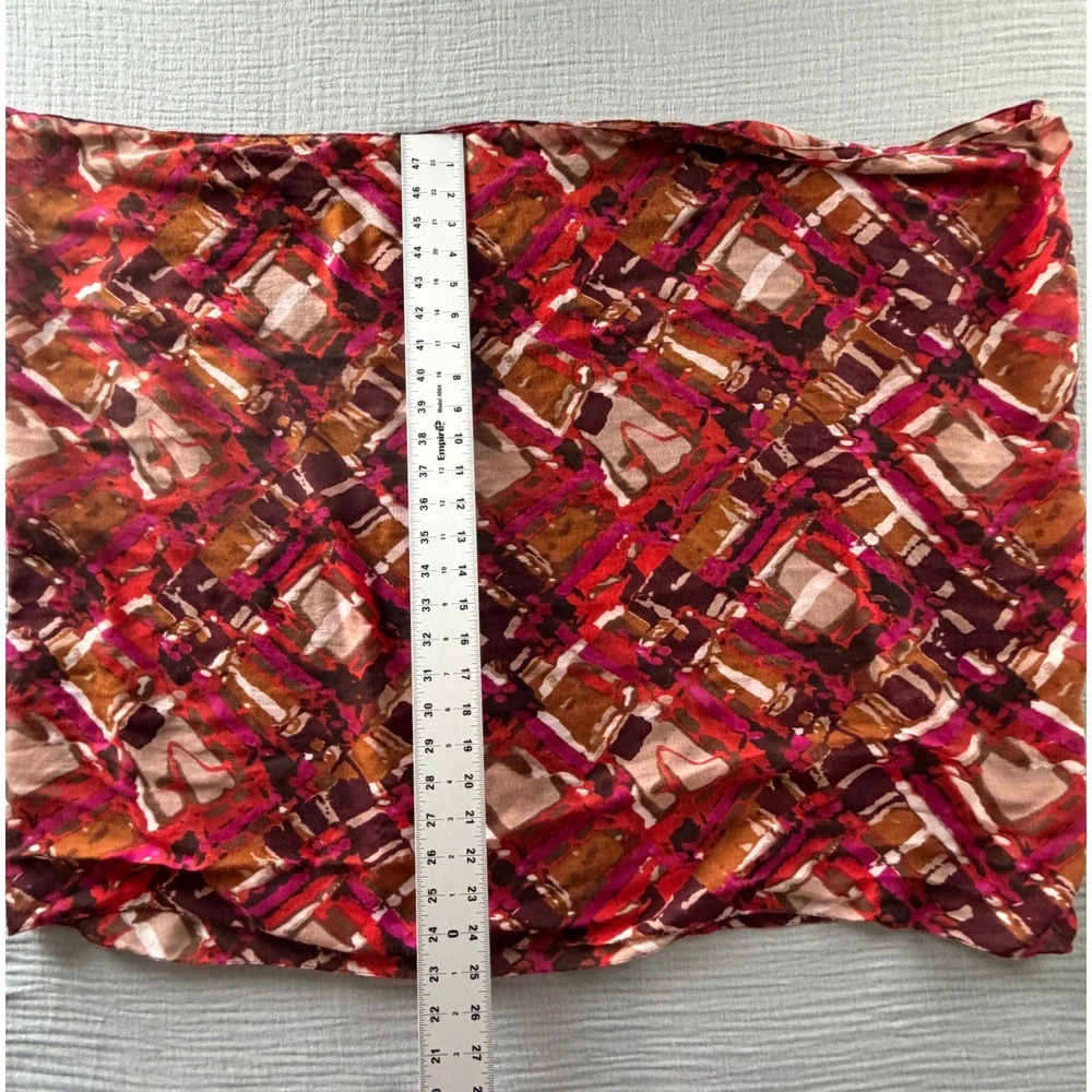 Womens Abstract Geometric Infinity Scarf Pink Orange Burgundy Lightweight Loop